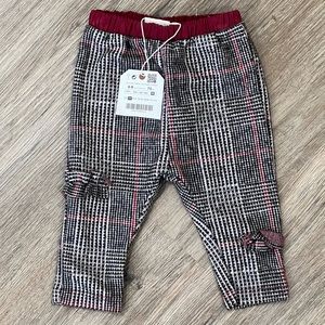 Zara plaid maroon pants 6-9 months Christmas